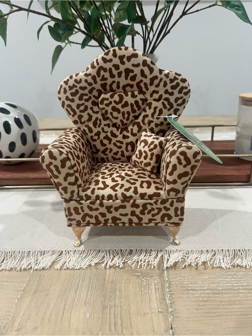 NWT Leopard Print Miniature Sofa Jewelry Organizer